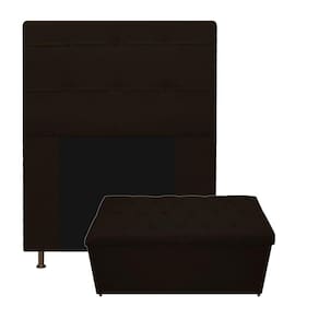 Cabeceira E Calçadeira 90 Cm Solteiro Capitonê Corano Marrom