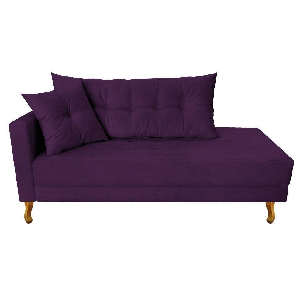 Recamier Azura 160cm Com Almofada Lado Direito Suede Cor Roxo