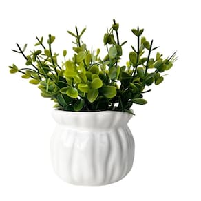 Vaso cachepô decorativo enfeite de mesa branco em cerâmica