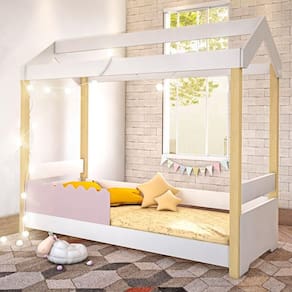 Cama Jéssica Solteiro Branco/rosê Com Led