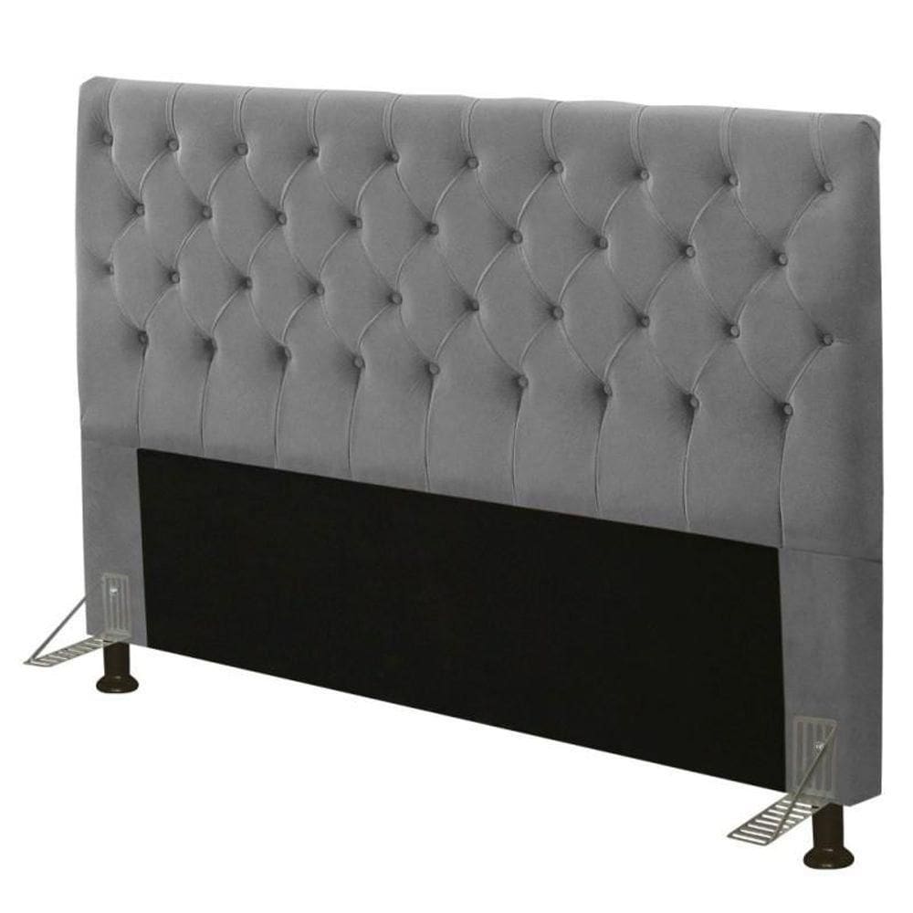 Cabeceira Casal King 195Cm Cristal Suede Cinza - Js Móveis