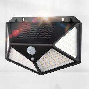 Luminária Solar Luz Refletor 100 Led Jardim Com Sensor