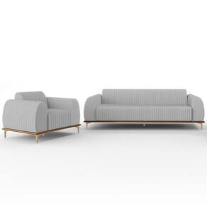 Kit Sofá 2 Lugares 150Cm E Poltrona Molino Cinza D-315