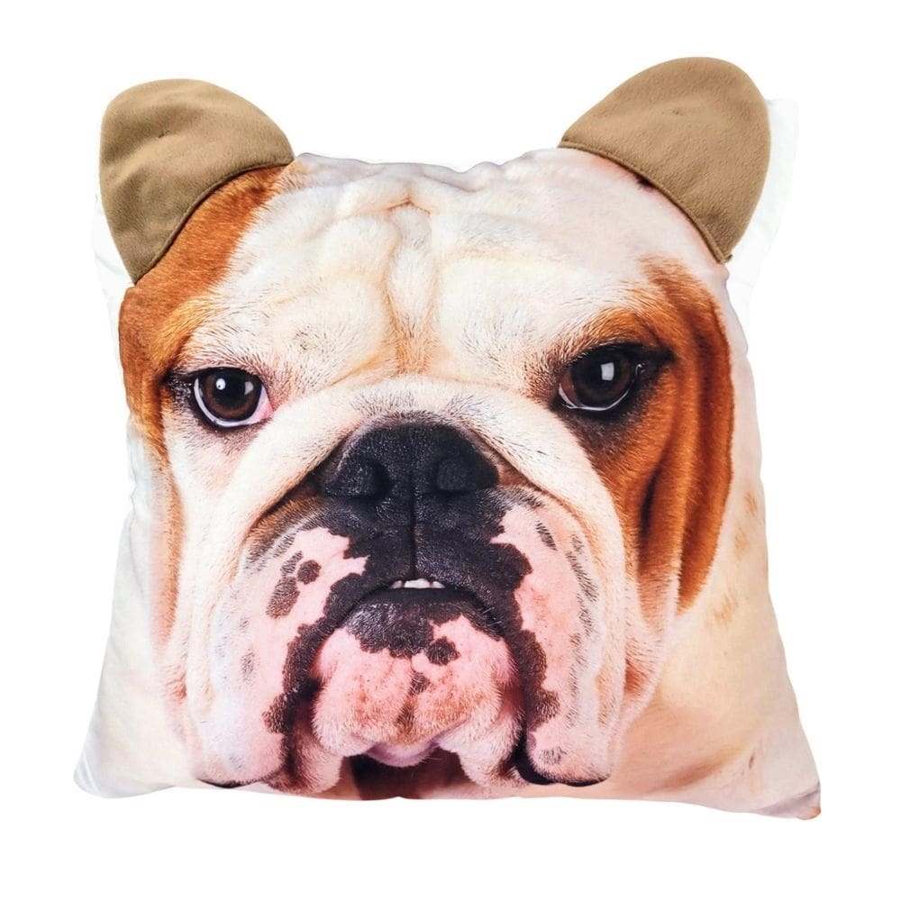 Almofada Pet Cachorro Bulldog Branco Bege 40X40Cm Decoração