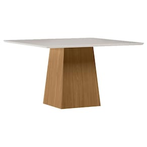 Mesa de Jantar 135x135 cm Barbara com Vidro Ype Off White - New Ceval