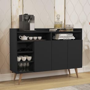 Buffet Retrô Kansas Com 3 Portas Preto
