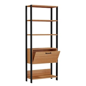 Estante Alta Estilo Industrial 1 Porta E95 Freijó/Preto Fosco