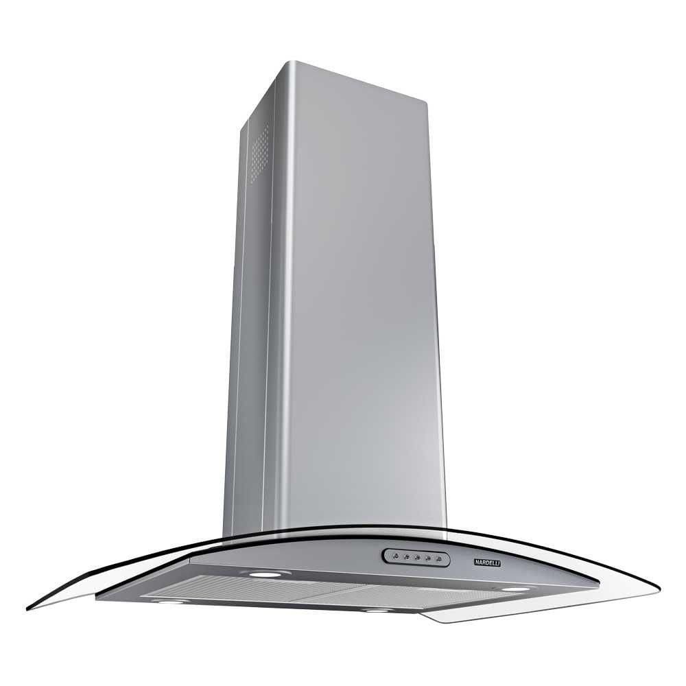 Coifa Ilha 75Cm Vidro Curvo 3 Velocidades Inox Inox 220V