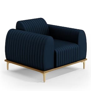 Poltrona Com Pés D`Ouro Molino D02 Veludo Azul Oxford C-304