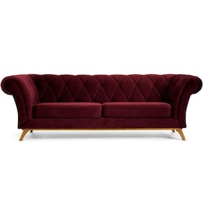 Sofá 3 Lugares Império 210 Cm Veludo Marsala C-278