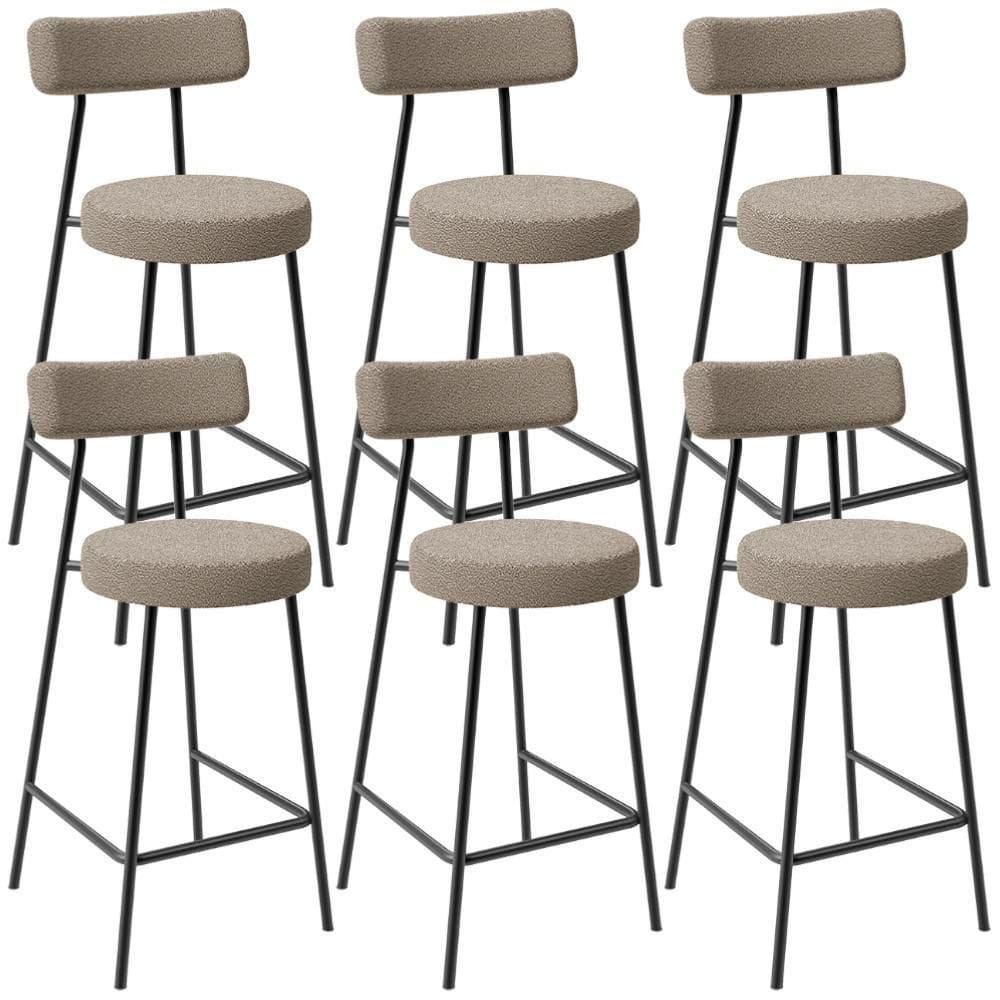 Kit 06 Banquetas Baixa Para Cozinha Sala De Jantar Bar Bancada Milão L02 Bouclê Bege