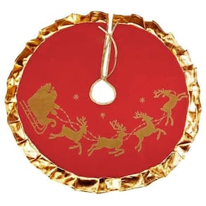 Saia Para árvore De Natal Vermelha Temática Papai Noel Rena 86cm
