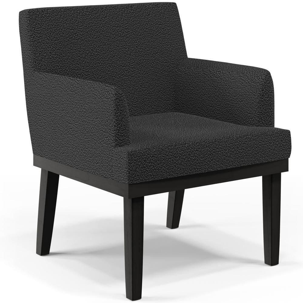 Poltrona Decorativa Para Sala De Estar Base Preto Beatriz W01 Bouclê Preto