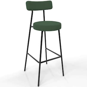 Banqueta Baixa Bar Cozinha Sala De Jantar Estrutura Em Aço Milão L02 Suede Verde Musgo