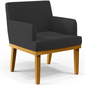 Poltrona Decorativa Para Sala De Estar E Recepção Beatriz W01 Bouclê Preto