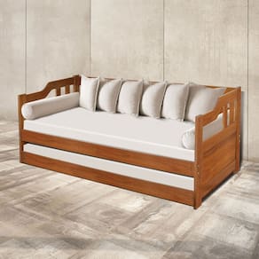 Sofá Cama Madeira Maciça Rústico Solteiro - Castanho