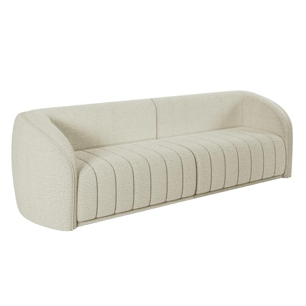Sofá 04 Lugares Para Sala De Estar 252 Cm Lazio M03 Bouclê Bege Claro - Lyam Decor