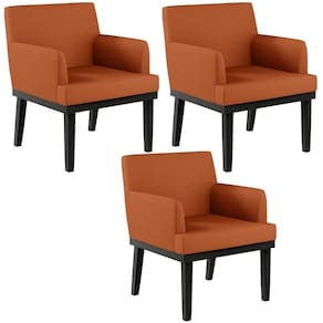 Kit 03 Poltronas Decorativas Sala De Estar Base Preto Beatriz W01 Tecido Terracota