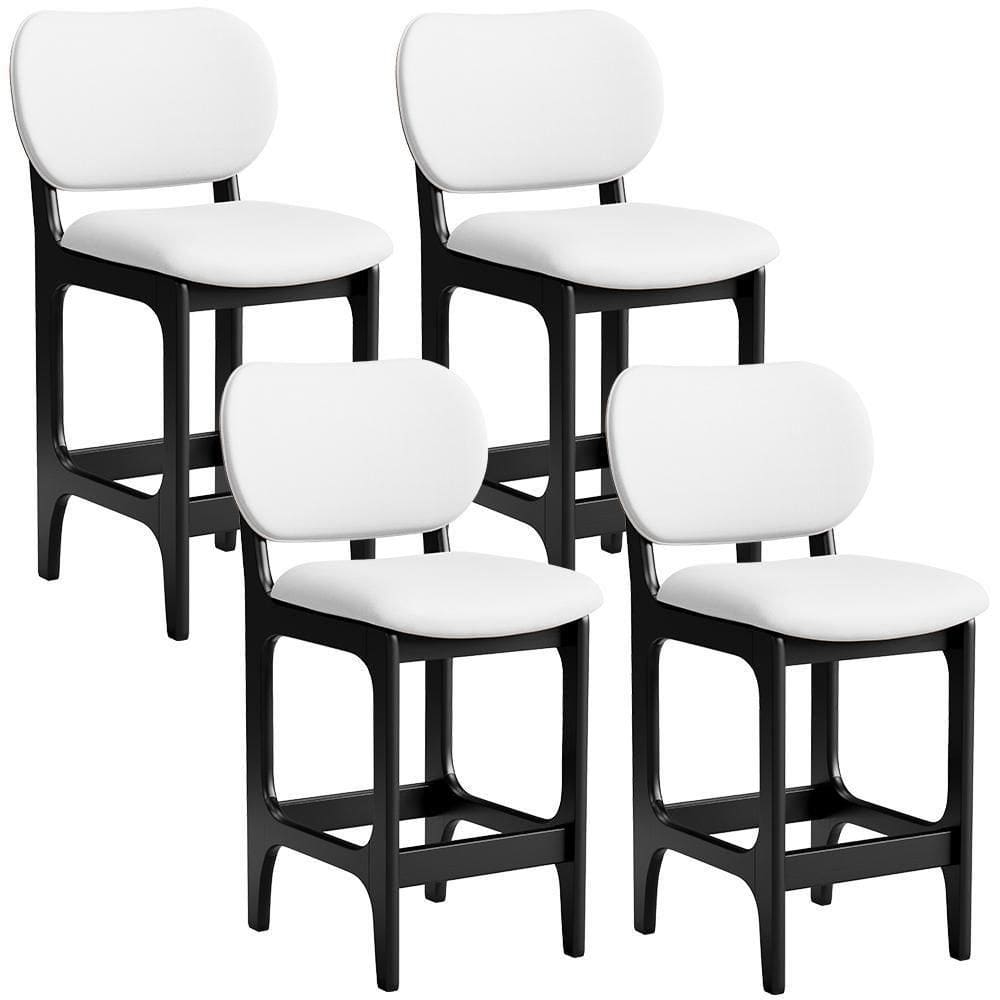 Kit 04 Banquetas Baixa Bar Cozinha E Sala De Jantar Fixa Betta L02 Preto Facto Branco