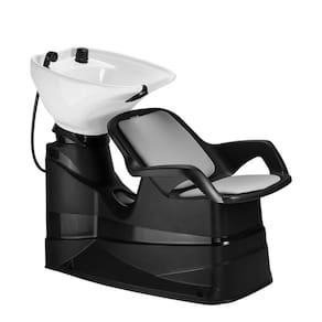 Lavatório de Cabelo com Cuba de Porcelana Reclinável Dompel Champ Preto/Branco/Cinza