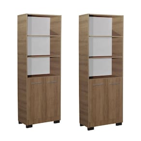 Kit 2 Estante Para Livros 4 Prateleira Com Porta