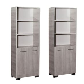 Kit 2 Estante Para Livros Livreiro Giovana Natural Com Porta