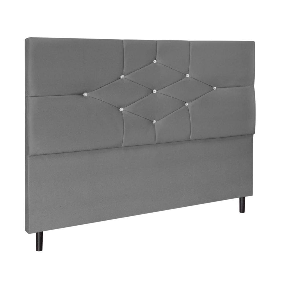 Cabeceira Cama Box Queen 160cm Camboriú Suede Cinza E Frame