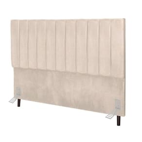 Cabeceira Cama Box Solteiro 90cm Carla Suede Bege E Frame