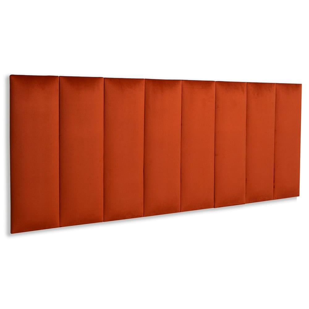 Cabeceira Queen Estofada Kit 8 Placas Reta - Veludo Terracota