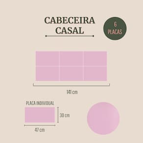 Cabeceira Casal Estofada Kit 6 Placas Retangular - Courino Rosa