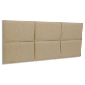 Cabeceira Casal Estofada Kit 6 Placas Retangular - Linho Bege