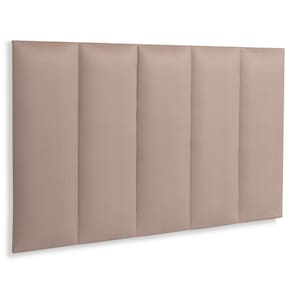 Cabeceira Solteiro Estofada Kit 5 Placas Reta - Suede Bege