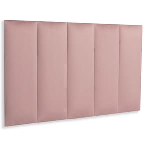 Cabeceira Solteiro Estofada Kit 5 Placas Reta - Veludo Nude