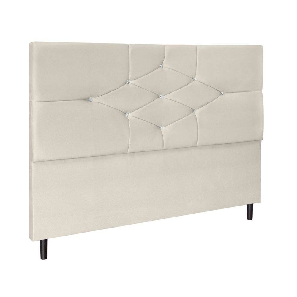 Cabeceira Cama Box Queen 160cm Virgínia Suede Bege E Frame