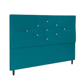 Cabeceira Solteiro 90cm Virgínia Suede Azul Tiffany E Frame
