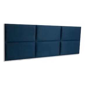 Cabeceira Queen Estofada Kit 6 Placas Retangular - Veludo Azul Marinho