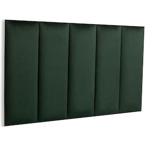 Cabeceira Solteiro Estofada Kit 5 Placas Reta - Veludo Verde Musgo