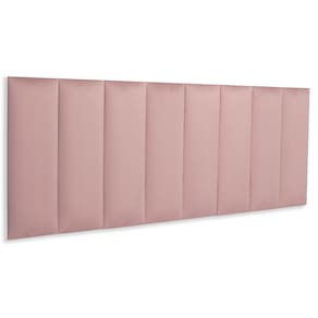 Cabeceira Queen Estofada Kit 8 Placas Reta - Veludo Nude