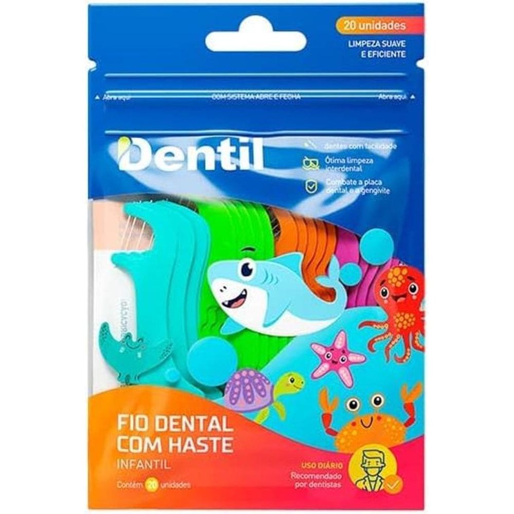 Dentil Fio Dental Kids Com Haste 20 Unidades