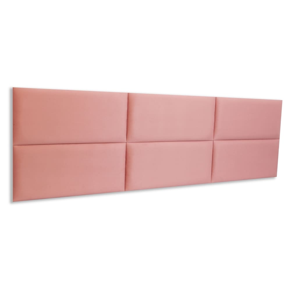 Cabeceira King Estofada Kit 6 Placas Retangular - Veludo Rosê