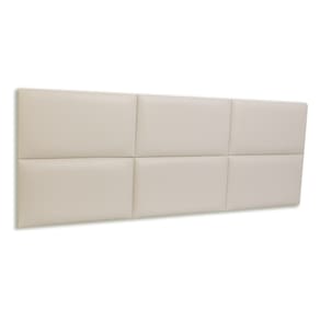 Cabeceira Queen Estofada  Kit 6 Placas  Retangular - Courino Marfim / Off White
