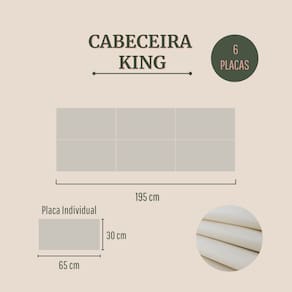 Cabeceira King Estofada Kit 6 Placas Retangular - Suede Creme / Off White