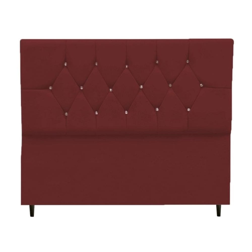 Cabeceira Estofada Cama Box King 195 cm Geovana Suede Bordô