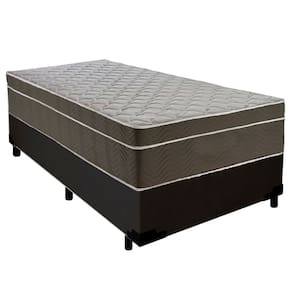 Cama Box Suede Solteiro + Colchão SerenePrime Molas Ensacadas 88x188x65