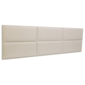 Cabeceira King Estofada Kit 6 Placas Retangular - Courino Marfim / Off White