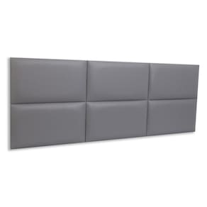 Cabeceira Queen Estofada Kit 6 Placas Retangular - Courino Cinza