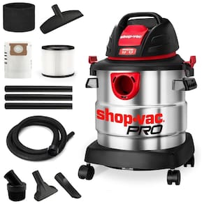 Aspirador de Pó Úmido e Seco de 18,95 L com Motor de 4CV de Potência e Tanque de Aço Inoxidável, 110V 1450W, Shop Vac, Prata