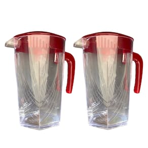 Kit 2 Jarra De Acrilico Transparente 2L Vermelho