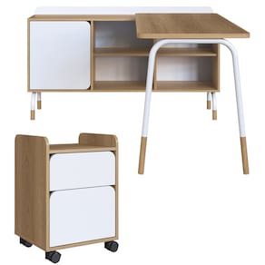 Conjunto Escritório Mesa L Gaveteiro 28003X27998 Hanover Branco Artesano