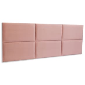 Cabeceira Queen Estofada Kit 6 Placas Retangular - Veludo Nude